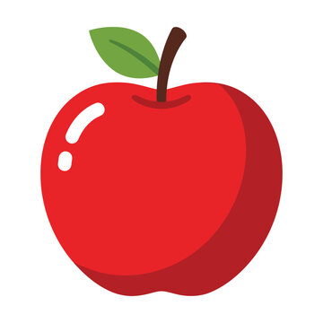 A simple red apple fruit with a green leaf icon