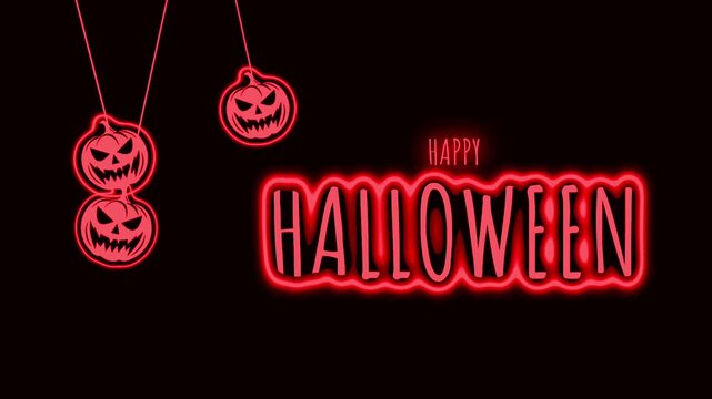happy halloween animated text background red  neon happy halloween  4k looping 60 fps