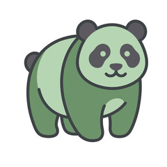 Cartoon green panda illustration isolated on transparent background © jenrik