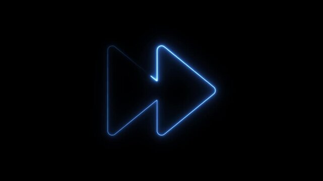 Blue Neon Fast Forward Symbol on Black Background arrow