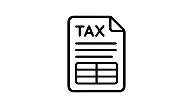 Tax form document outline icon black line drawing for accounting office.