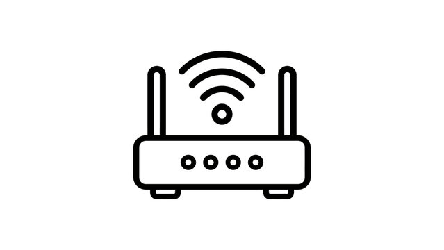 Wireless router device icon black outline for home internet connection usage.