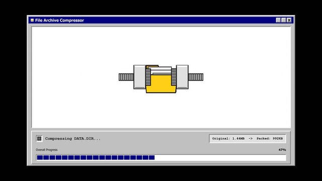 Digital file compression process on computer software interface