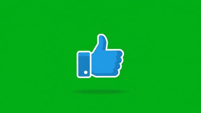 Green Screen Thumbs Up Like Popping Blue Social Media Icon Loop 