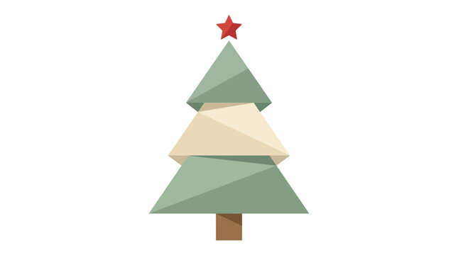 Abstract geometric christmas tree graphic with soft pastel green and cream colors for holiday inspiration.