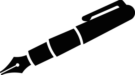 Fototapeta premium Minimalist black fountain pen icon vector illustration for stationery, logo design, or social media profile picture with clean transparent background