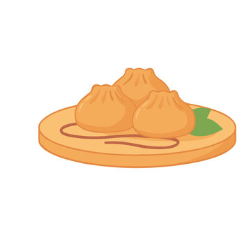 Three dumplings on a plate