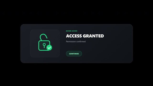 Access Granted Security Authorization Unlock UI Panel Alpha Channel 4K Animation