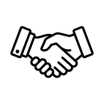 Simple line art icon showing a professional business handshake agreement sign