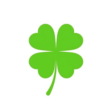 Isolated bright green four leaf clover symbol for good luck sign