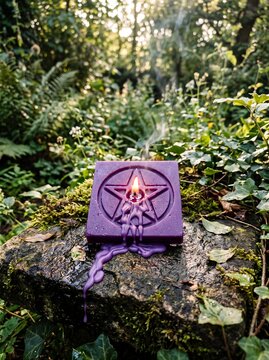 Melting purple wax pentagram tile
