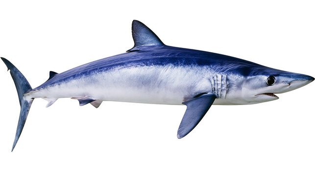 Blue Mako shark with sleek body and sharp fins, isolated on transparent background