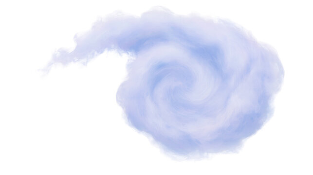 Soft blue cotton candy swirl, isolated on transparent background