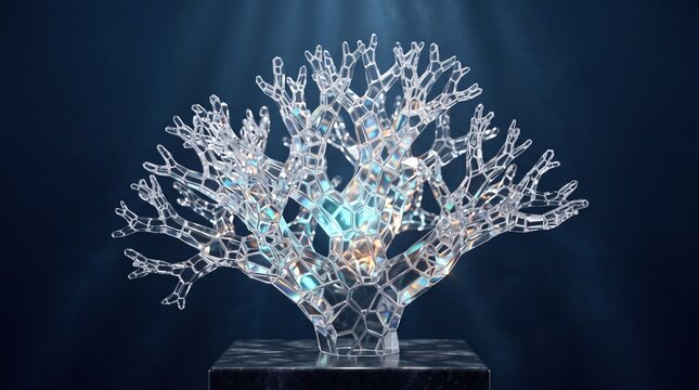 Abstract Branching Crystalline Voronoi Coral Lattice Render