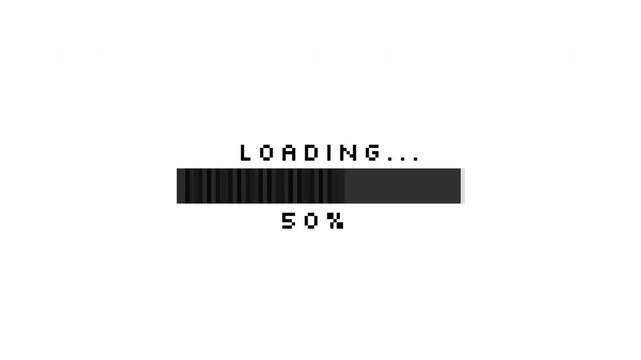 Retro pixel art loading progress bar 8 bit status interface