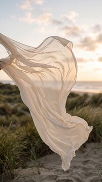 Billowing chiffon cloth wind ripples hyper-detailed