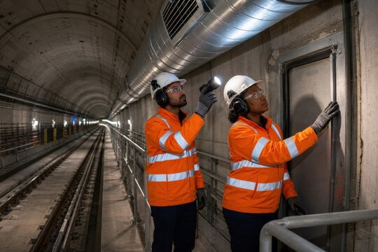 Tunnel ventilation system inspection - a rail duct examined under maintenance possession