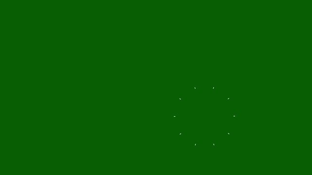 Circles fireworks explosion line shape blast green screen animation.  firework sparkle elements, explosion on green screen background. Cartoon flat vector random explosion.4K