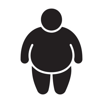 Minimalist black silhouette icon of an overweight person representing obesity health issues and body mass index concepts