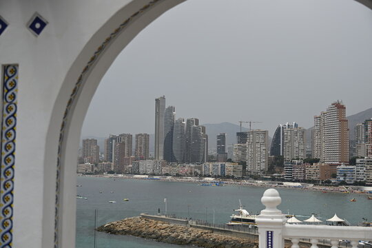 View of Benidorm Through Railing