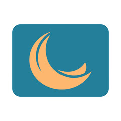 Stylized orange crescent shape with curves on teal background © kabin