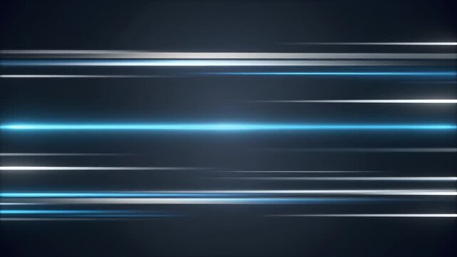 暗い紺色の背景に青と白の光る水平ラインが流れるデジタルアニメーション　フルHD