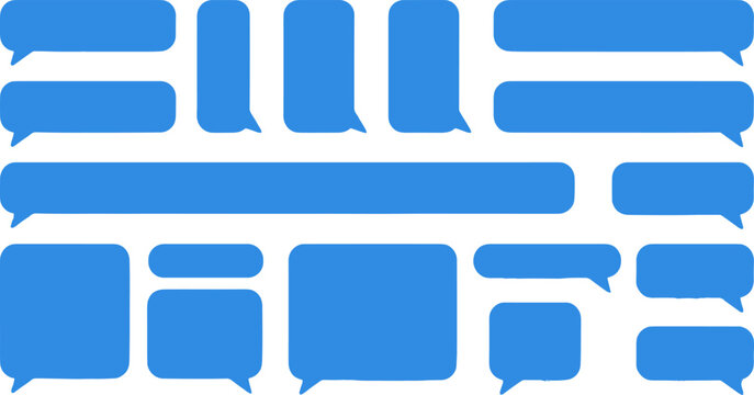 Set of blue chat bubbles or speech balloons for text messaging