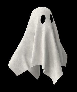 Halloween scary ghostly cartoon spooky character isolated on white