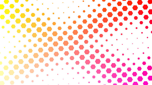 Bright yellow and red digital abstract pattern with hexagonal shapes and circuit board line designs
