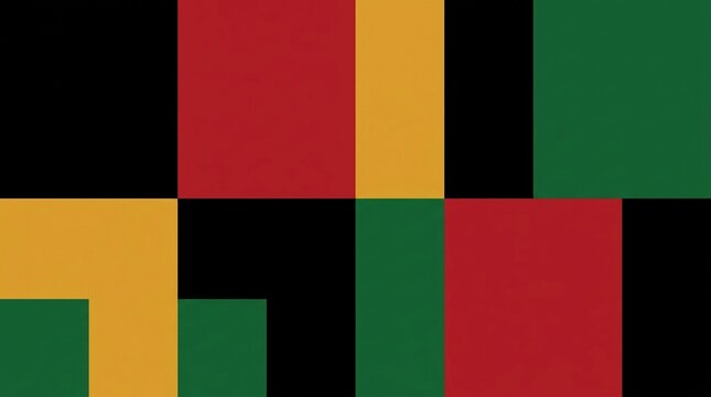 Geometric pattern of red, yellow, green, and black rectangles