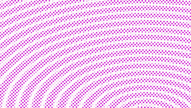 Purple curved wave pattern formed by intricate interlocking shapes on a deep black graphic field
