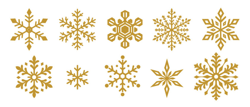Gold snowflake icons with ornate crystal and geometric design