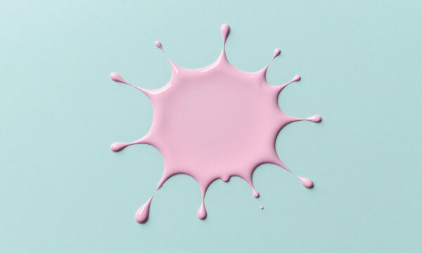 shot drippy iridescent pink paint splatter soft pastel turquoise background conveying sense mental overwhelm