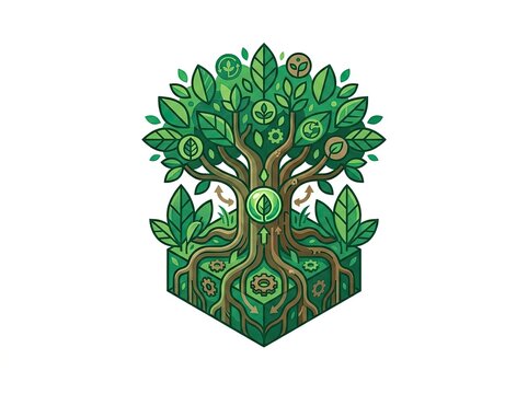 Carbon offset forest, climate conservation concept