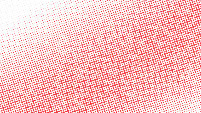 Vibrant red abstract halftone pattern featuring a bold diagonal gradient design with circular dot elements