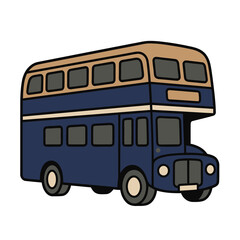 Illustration of a blue and brown double-decker bus © fetto