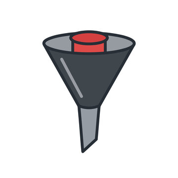 Stylized funnel illustration with red insert