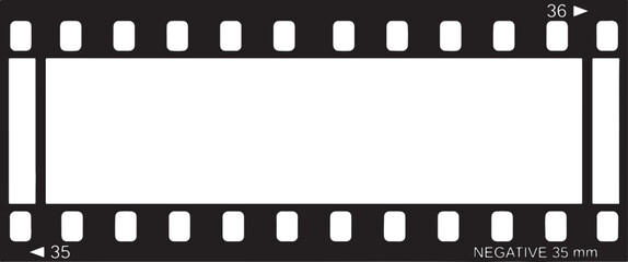 Fototapeta premium Black and white 35mm negative frame border with sprocket holes, frame numbers, and negative text markings also transparent background