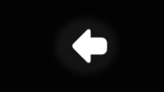 Minimal leftward pointing white color arrow animation with transparent design for digital information, web graphics, and presentations.