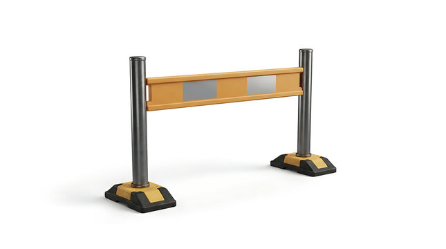 Portable yellow safety barrier for construction site hazard area marking