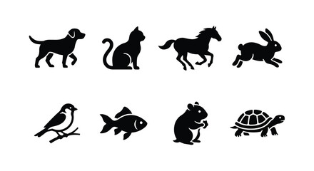 Obraz premium Animal silhouettes on white background dog silhouette