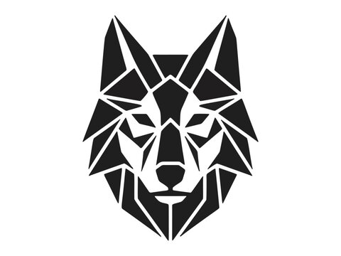 Abstract Geometric Wolf Head Black Vector Logo
