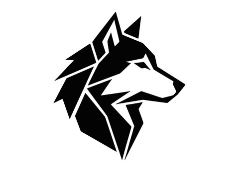 Geometric Wolf Head Logo Icon in Black Vector Style