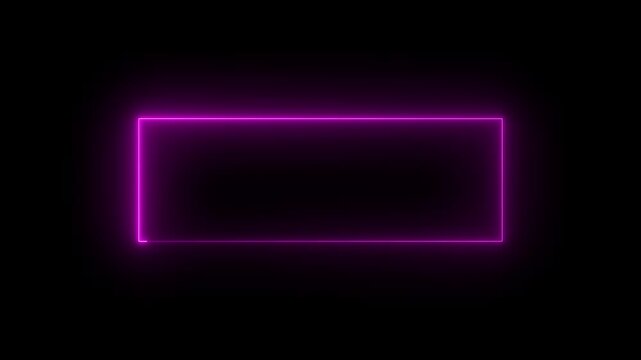 Glowing neon purple rectangular frame border on black background a smooth