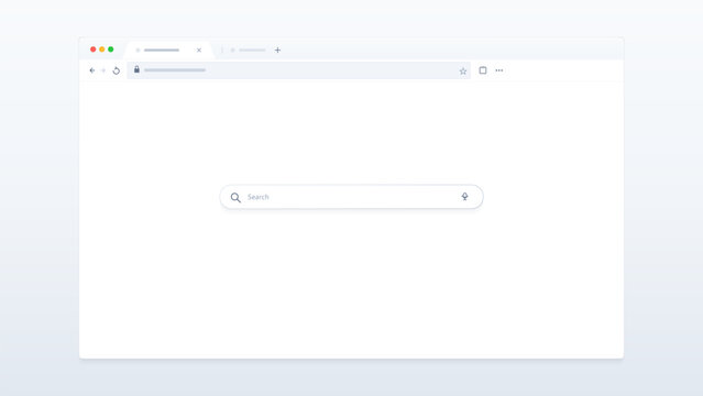 Minimal vector browser window showing a centered search bar and blank webpage area
