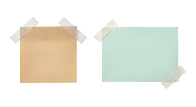 Blank sticky notes with tape isolated on transparent background