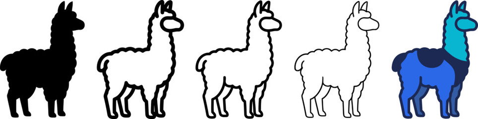 Llama icon set, cute alpaca or llama wildlife animal symbol – Animal Collection © Jubayer
