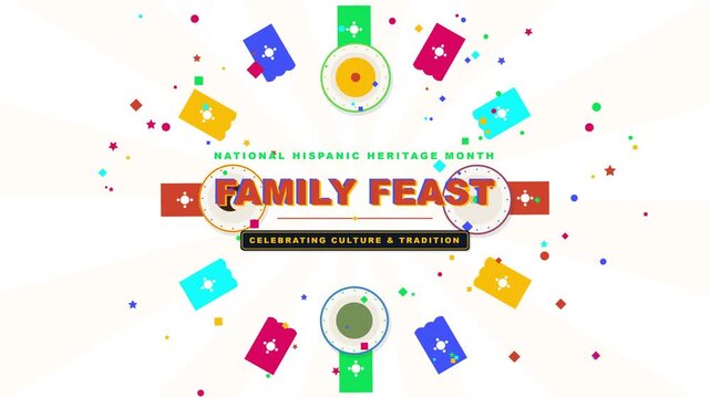 National Hispanic Heritage Month Family Feast Celebration Animation