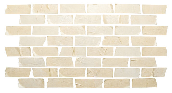 Masking tape pieces arranged like a brick wall isolated on transparent background