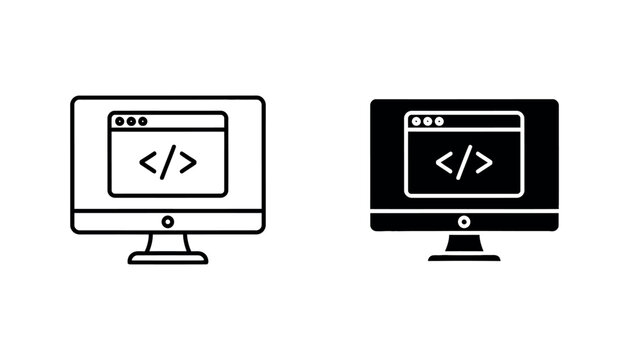 Two computer monitors showing code on different screens